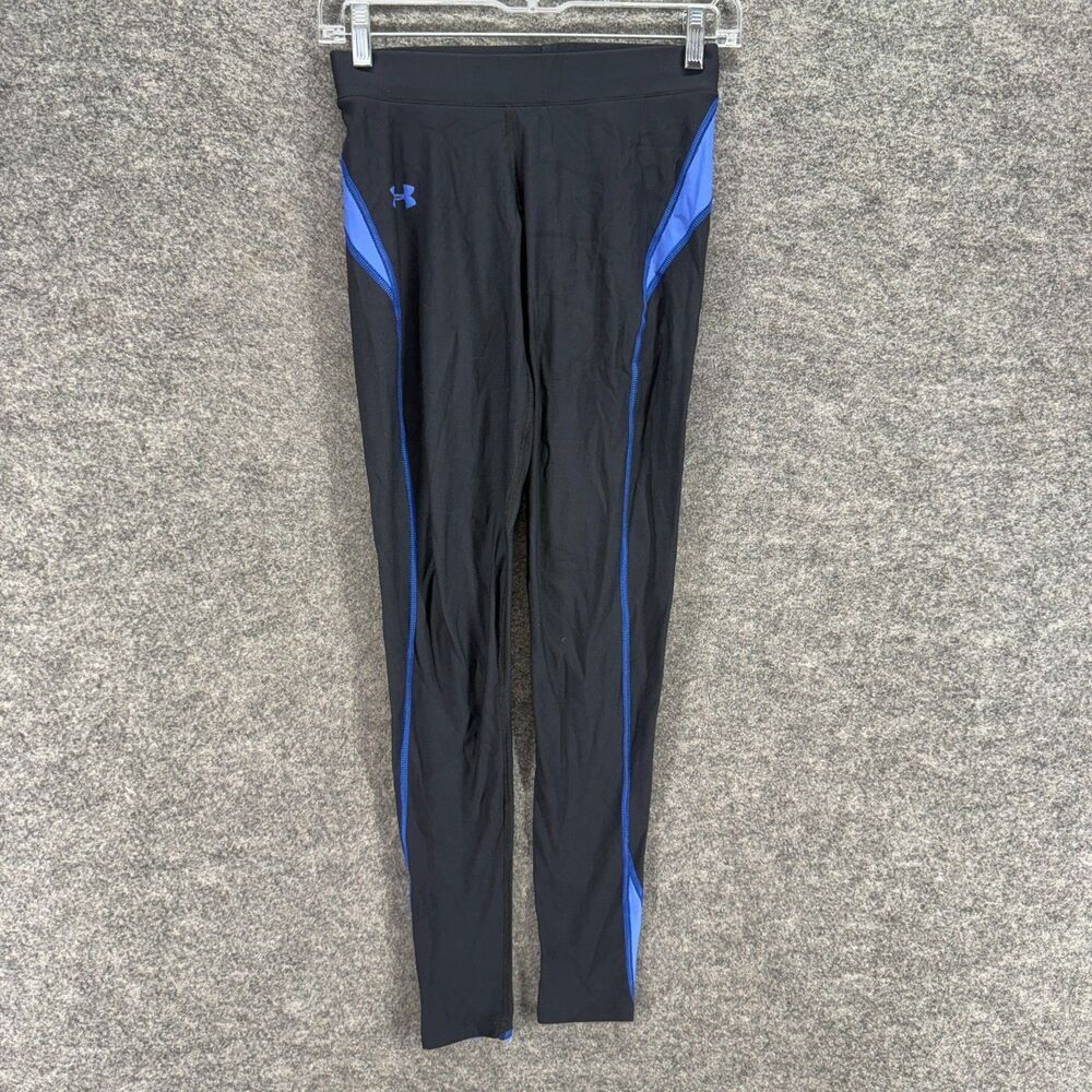 Under Armour Activewear Leggings Women M Medium Black Striped ColdGear Low Rise